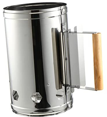 MOBUTOFU BBQ Grillanzünder Kaminstarter Aus Metall Mit Holzgriff Hitzeschild Großzügig Für Holzkohlegrill Outdoor Grillen Camping