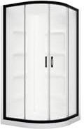 HomeStock Artisanal Abode Modern Shower Kit: 38 Neo-Round Design with Clear Glass Sliding Doors, Chrome Finish, and Integrated Shelving for Space-Saving Bathroom Functionality