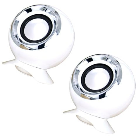 jojofuny 2pièces Enceintes USB Mini pour Ordinateur Et Smartphone Haut-parleurs Portables avec Basses Améliorées Design Élégant Et Blanc