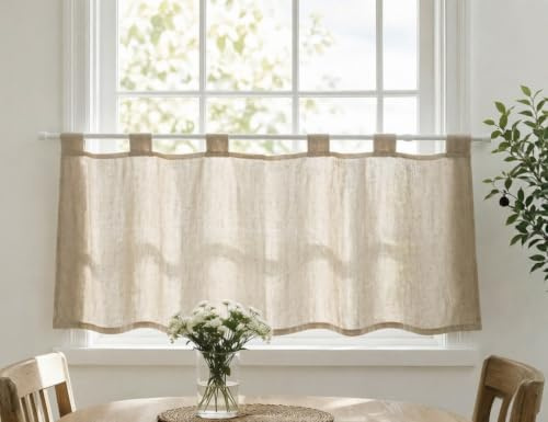 Daliena Fönstergardin ogenomskinlig kort fönstergardin integritet bistrogardin linneutseende gardinstruktur köksgardiner modern gardin tyg enkel (B x H 120 x 45 cm) öglor 1 st