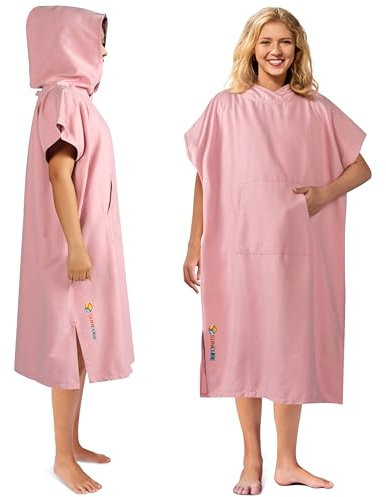 SUN CUBE Surf Poncho Wickelmantel mit Kapuze, schnell trocknend, Mikrofaser, Neoprenanzug, Wickeltuch für Surfen, Strand, Schwimmen, Outdoor-Sport, Herren, saugfähig, tragbar, Handtuch mit Tasche,