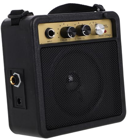 FELTECHELECTR Mini 5w Electric Guitar Amplifier Amp Audio Cable and Adapter Compact Practice Amp for Electric Guitar and Bass Black Portable Combo Speaker for Gear Accessories