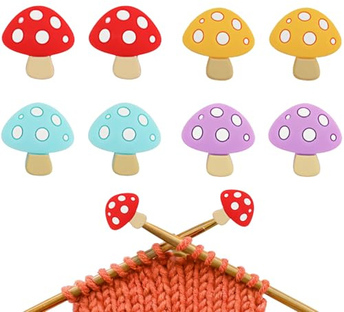 8 Stück Pilz-Stricknadel Stopper, Maschenstopper Silikon Nadelstopper für Stricknadeln, Stricknadel Stopper Bunte Stricknadeln Punktschutz Strickzubehör für Häkeln Stricken Heimwerken Zubehör