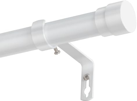 BellaHills 1 Pezzi Bastone Tenda Estensibile, 76-190cm Bastoni per Tende con Staffe in Diametro 25mm, impermeabile e antiruggine, Aste per Tende Set per Camera da Letto, Soggiorno, Cucina, Bianco