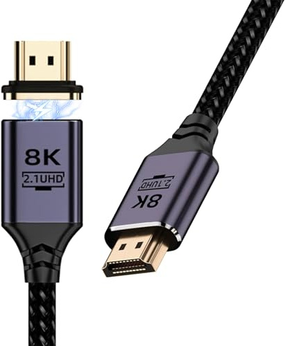 IVIVTOR Magnétique 8K Câble HDMI - 4K@120Hz Cable hdmi 2.1 2m Ultra Haut Débit Compatible avec Les appareils dotés d'interface HDMI 2.1/2.0/1.4