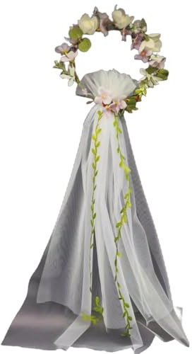 Whakano Boho Girlande Schleier Braut Damen,Kommunion Stirnband,Hochzeitskleid,Kopfschmuck,Kleid Accessoires Schleier für Bräute,für JGA Junggesellinnenabschied Hochzeit Hen Party,Violett