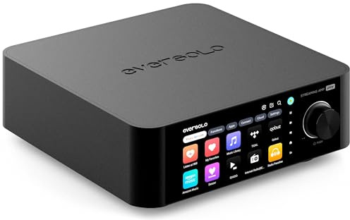 EVERSOLO Play All-in-One Music Streamer with Amplifier | 5.5 Touchscreen, Support Multi Room & Room Correction, Stream Tidal, Qobuz, Amazon Music&More | Black (Standard Edition)