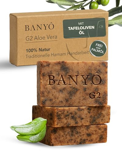 BANYÔ G02 Aloe Vera Gesichtsseife 3er-Set I Handgemachte Hamamseifen mit 100% natürlichen Inhaltsstoffen I Feuchtigkeitsspendend & beruhigend I Lindert Hautirritationen I Ideal für strapazierte Haut