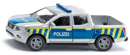 SIKU 2317, Nissan Navara Police fédérale, 1:50, Métal/Plastique, Argent/Bleu, Voiture Jouet pour Enfants, Portes Qui s'ouvrent, Pneus caoutchoutés, Attelage de remorque