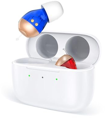 Glorified Mary Digital Rechargeable Hearing Amplifiers with Magnetic Charging Case, Invisible Fit – Auto On/Off with Case, 2 Listening Modes, 5 Volume Levels, Noise Reduction