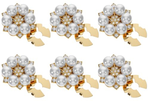 6PCS Button Covers Rhinestone Detachable Button Covers for Women Blouses Crystal Decorative Clips Buttons Jewelry Pearl Buttons Pins for Jeans Sewing DIY Craft Women Men(Pearl)