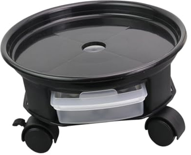 Hohopeti Vassoio per Vasi da Fiori Rotondo 38 CM con Ruote e Freno Base in Plastica Nera con Cassetto Portaoggetti Supporto Mobile per Piante da Interno