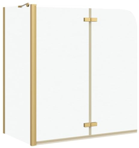 vidaXL Involucro Doccia Oro 120 x 68 x 130 cm Vetro ESG e Alluminio, Doccia in Vetro, Porte Pieghevoli, Moderne, Regolabili in Larghezza, Enclosure Resistente