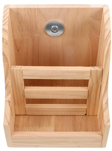 LOLIPPYY Holz heuraufe mit Festem Futterbereich für Kaninchen Meerschweinchen und Chinchilla Futterspender mit Integriertem Napf Einfache Montage Natürliche Holzoptik Platzsparendes