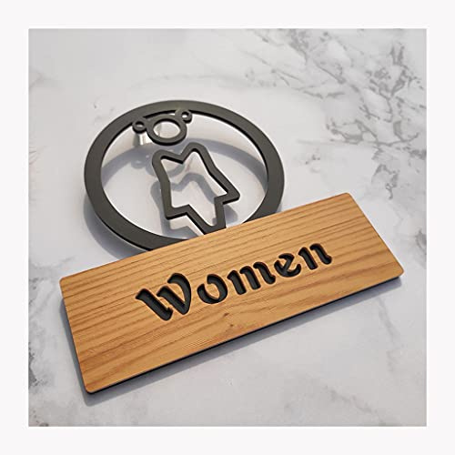 GLJTUO Cartello WC in Acrilico per Porta del Bagno, per Indicazione Pubblica, Decorazione Rimovibile, Cartello per Hotel, Parete Personalizzata,B-18X17.5CM