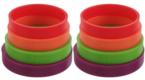 Hoement 8 Pezzi Anelli Regolabili in Silicone per Mattarello, Spessore per Mattarello 2mm, 3mm, 6mm, 10mm, per Impasti e Biscotti