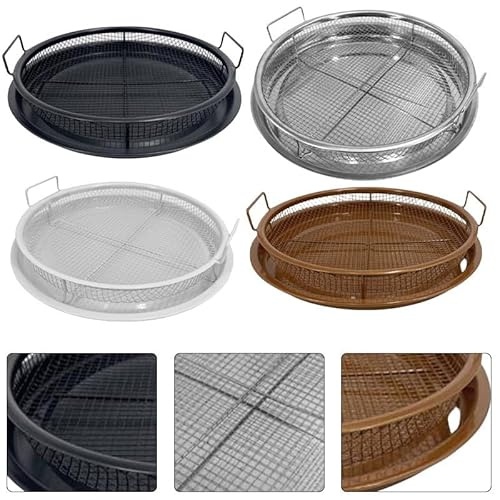 Set di teglie rotonde per barbecue, in acciaio inox, per grigliare all'aperto, campeggio, barbecue in giardino, vassoio da 33 cm, cestino da 30 cm, altezza 8 cm, nero o bianco (nero)