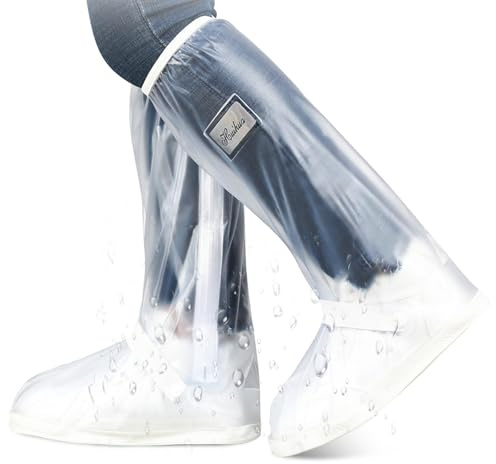 Copriscarpe Impermeabili Riutilizzabili, Copriscarpe Pioggia con Cerniera, Antiscivolo e Resistenti all'Abrasione, Sovrascarpe Antipioggia Unisex Uomo Donna per Ciclismo, Moto,Pesca e Sport all'Aperto