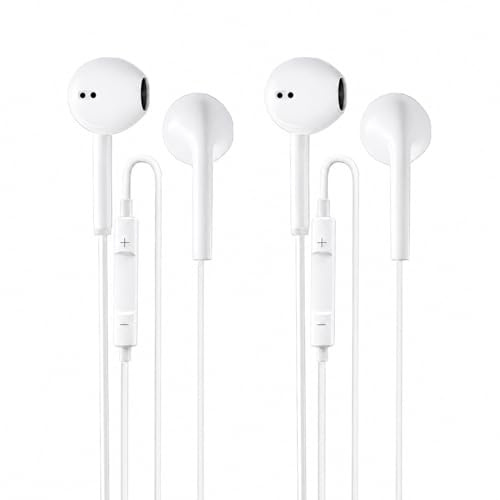 Confezione da 2 cuffie in-ear per iPhone, cuffie con microfono e telecomando, cuffie con cavo compatibili con Apple iPhone 14, 13, 12, 11, SE, XR, XS, 8, 7