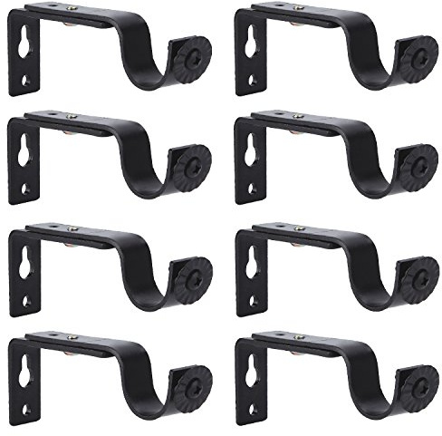 Creatyi Set of 8 Curtain Rod Brackets for 3/4 or 5/8 Inch Rod (Black)