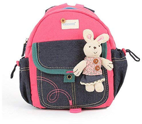 JameStyle26 Jeans Bunny Rabbit Baby Kinderrucksack Kindergarten Kaninchen Tornister Häschen Rucksack Schultasche Backpack Tasche Mädchen Junge (Rosa)