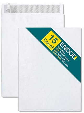 Tyvek Envelopes – 10x13 Mailer Tear Resistant Envelopes Tyvek® Construction & Easy Self Seal Closure –Bright White – Bulk Pack of 15 – 10 x 13 Inch