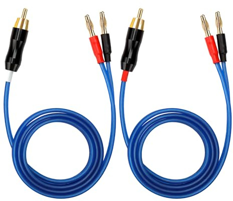 Kosiy KK Kabel Q-P2 18 Gauge OFC Lautsprecherkabel Paar mit Cinch-Stecker (weiß & rot) auf 2 Paar Bananenstecker (4banana), Q-P2 (1,5 m))