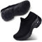 STQ Slip On Lightweight Platform Loafers Sneakers Working Walking Trainers Gym Shoes Wide Fit Comfort Loafers Shoes , Black All Black, 7 UK