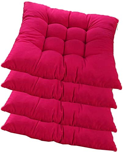 Qplcdg Stuhlkissen Sitzkissen mit Bänder, 4er Set outdoor Sitzauflage Kissen 40x40 cm für Garten und Heim,Flugzeuge,Auto,Zug (Pink)