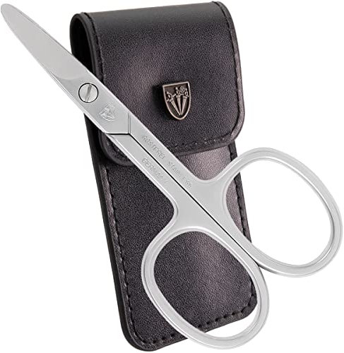 DREI SCHWERTER - Nagelschere abgerundet | Runde Nagelschere - ideal für Diabetiker und Kinder. Rostfreie Markenqualität MADE IN GERMANY | Inhalt: Nageletui Kunstleder mit Nagelschere - Abgerundet