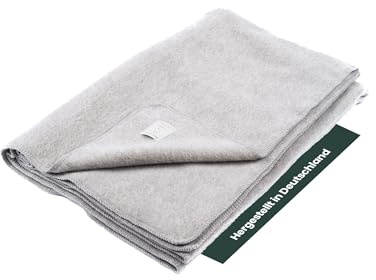 Ritter Decken Karlsbad Schurwolldecke 150 x 220 cm - Silber | Warme Naturhaardecke aus 100% Merino-Schurwolle, ideal als Wohndecke, Tagesdecke & Sofadecke, weich, Made in Germany