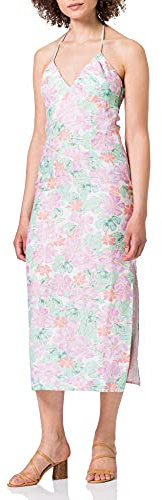 NA-KD Vestido Midi de Cuello Alto para Mujer, Flor Morada., 38