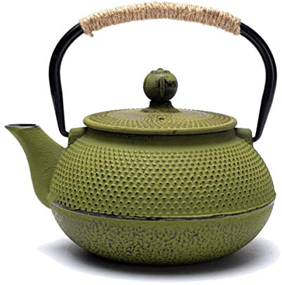 Tetsubin - Teiera giapponese da 0,6 litri, colore: Verde patinato nero
