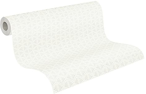 A.S. Création Art Deco Tapete Trendwall 2 Vliestapete weiß silber matt glänzend fein strukturiert 379576 37957-6