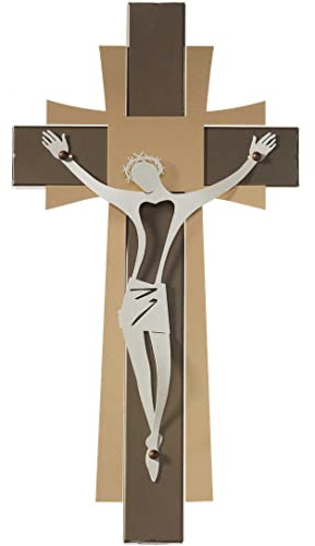 Arti e Mestieri 0VA3670C230 kleines Wandkreuz aus Eisen, Maße 23 x 2PH44H cm, Farbe Bronze Gold Transparent Elfenbein
