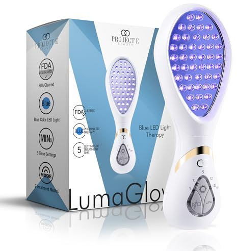 LumaGlow Blue LED Light Therapy di Project E Beauty | Anti Acne | Soluzione per brufoli e imperfezioni | Routine di cura della pelle grassa | Dispositivo portatile per uso Spa & Home