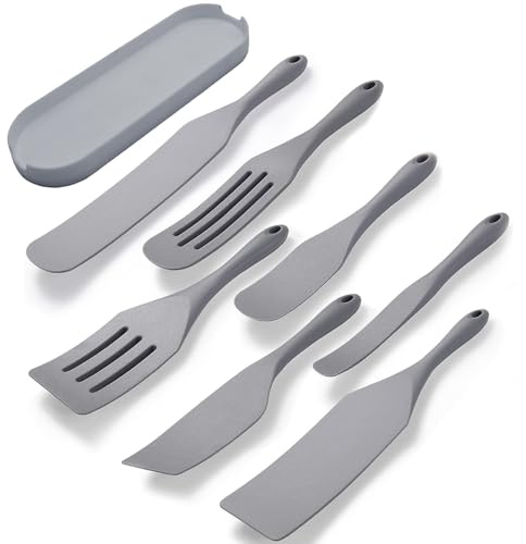Tongjude Juego de espátulas de silicona, Juego de espátulas de silicona, Utensilios de cocina resistentes al calor para utensilios de cocina antiadherentes, Batir, Cucharear, Esparcir, 8 piezas