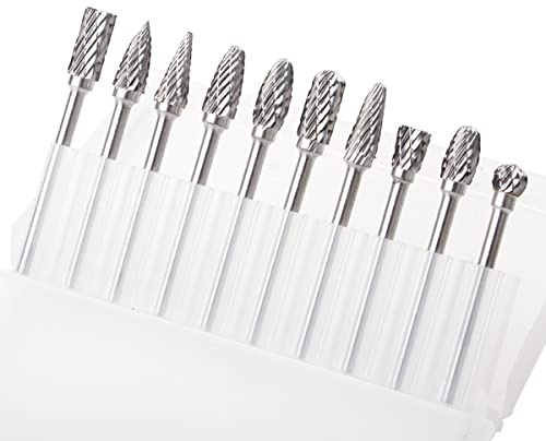 WANGCL 10 st roterande burr set volframkarbid snideri verktyg solid vridborr sliphuvud för verktyg gör-det-själv träbearbetning, gravyr, borrning, metallpolering