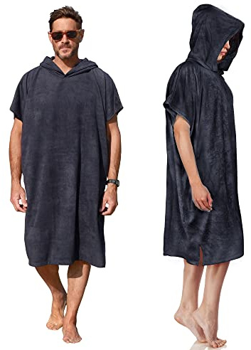 Kato Tirrinia Poncho de surf à capuche Changing Towels Quick Dry Beach Change Robe pour adulte homme femme imperméable et anti-sable pour le surf, la natation, la baignade, le bain