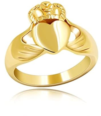 Uloveido Gold Farbe Edelstahl Irish Claddagh Herz Freundschaft Versprechen Ring Hochzeit Band Verlobungsringe für Männer Y981