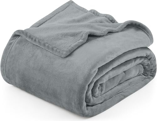 Utopia Bedding Cool Grey Fleece Blanket Twin Size Lightweight Fuzzy Soft Anti-Static Microfiber Dorm Bed Blanket (90x66 Inch)