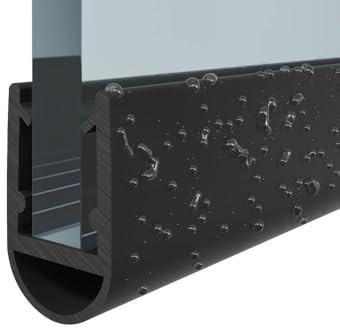 Black Shower Seal Extra Long 2m | Glass Range 4mm - 10mm Options | Bubble Depth 7mm | Shower Door Vertical Strip Model B5 (7-8mm Glass)