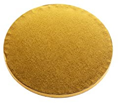 Dekora - Base para Tartas Redonda - Diámetro 25 cm - Bandeja de Cartón Rígido Recubierto con Papel de Aluminio - Apto para Contacto Alimentario y Reutilizable - Color Dorado