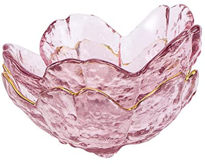 Cabilock 2pcs Pink Rimmed Glass Sauce Dishes Seasoning Saucer for Condiments Decorative Dishware for Kitchen and Home