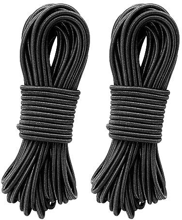 2 Pezzi Corda Elastica 3mm x 10m, Corda di Gomma Versatile e Resistente, Cordini Ricambio per Sdraio, Pesca, Vela, Sedia Sdraio, Campeggio e Fissaggio Tende e Rimorchi