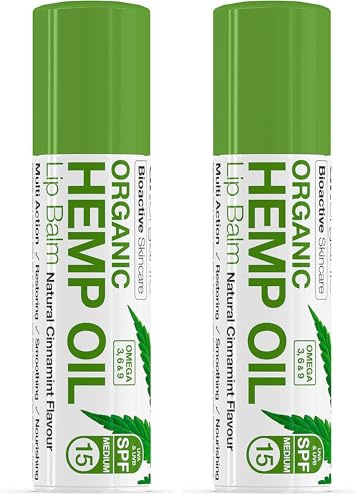 Dr Organic Hemp Oil Lip Balm, Moisturising, SPF 15, Mens, Womens, Natural, Vegetarian, Cruelty-Free, Paraben & SLS-Free, Organic, 5.7ml (Pack of 2)
