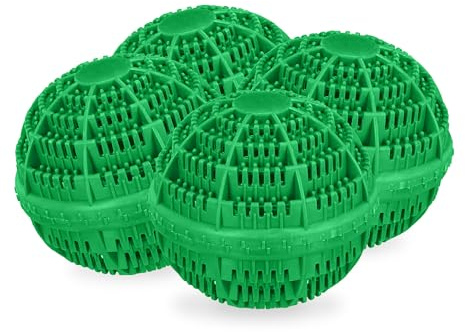 Relaxdays Waschball, 4er Set, Waschkugel für Waschmaschine, ökologisch, hautfreundlich, Waschen ohne Waschmittel, grün
