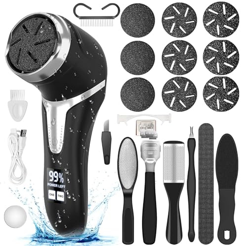 Removedor eléctrico de callos para pies (con aspiradora de caspa), kit de pedicura portátil, removedor de callos, lima de pies recargable impermeable para el cuidado de los pies, removedor de piel