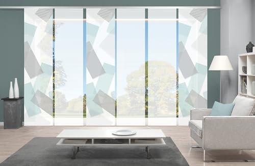 VISION S NAYAH Schiebegardine, halbtransparent Bambus, 260x60 cm, Graphikmotiv, Farbe:Mint, Größe:260 x 60 cm, Anzahl:6er Set (3X, 3X)