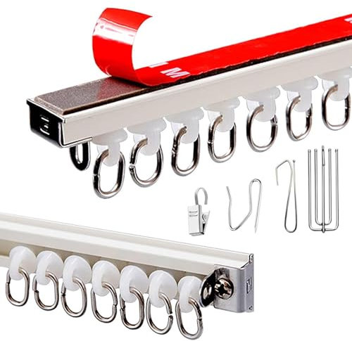 WOGTITYI Selbstklebende Vorhangschiene for Decken-/Wandmontage, 50-400cm Gardinenstange, Ohne Bohren, für Duschen Erkerfenster RV Raumteiler (Color : A, Size : 3.0m(9.9ft))